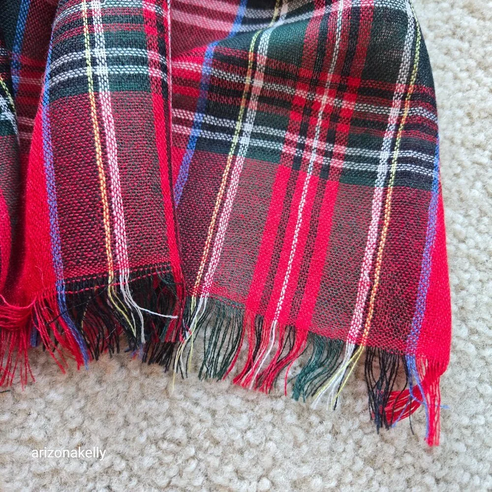 Drake's Merino Wool Tartan Red Plaid Scarf